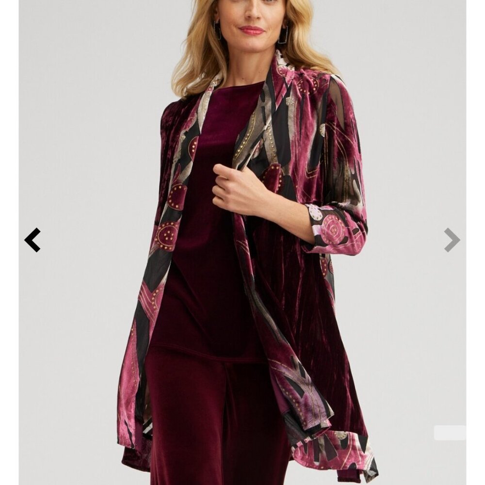 new chico's travelers velvet burnout kimono jacket 4 (us xxl) - Picture 2 of 3